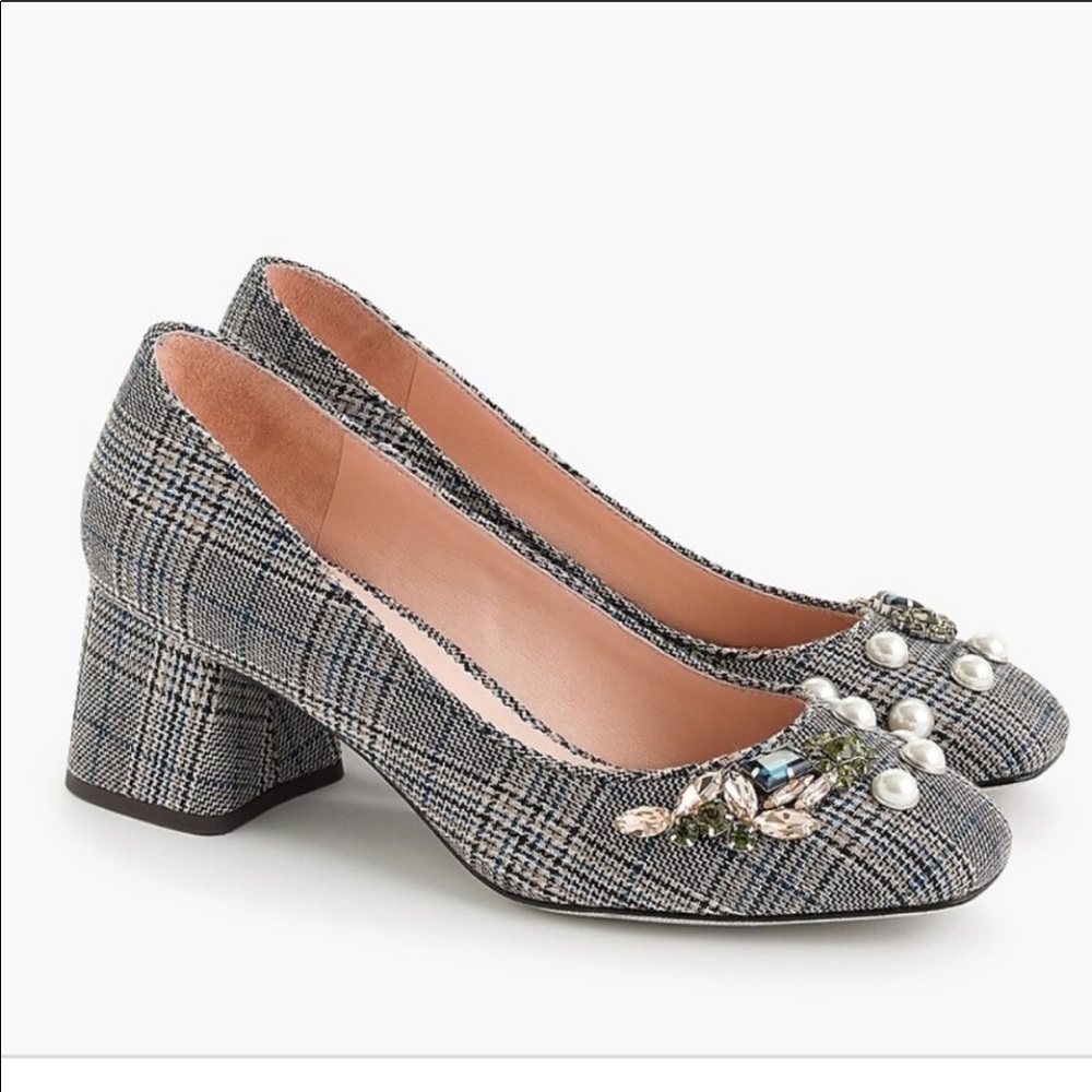 NWOB J Crew Paid Embellished Block Heel shoe